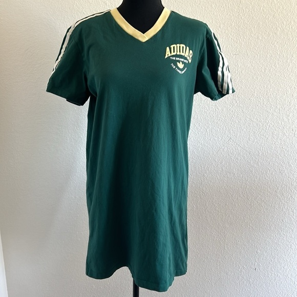 Adidas Original VRCT 3 Stripes T-Shirt Dress Green Size Small - Picture 6 of 11